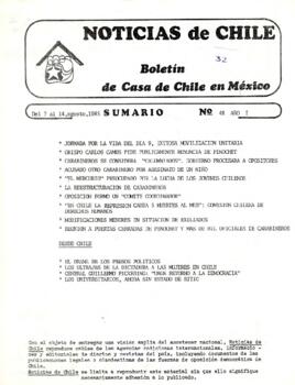 Noticias de Chile. N° 48 Año I Del 7 al 14 de agosto de 1985