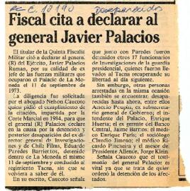 Fiscal cita a declarar al general Javier Palacios