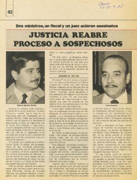 Justicia reabre proceso a sospechosos