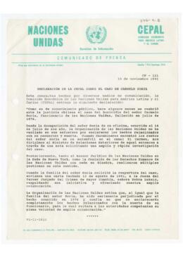 Comunicado de prensa. Declaración de la Cepal