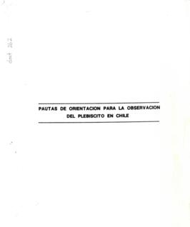 Pautas de orientación para la observación del plebiscito en Chile.