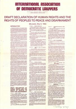 Draft declaration of human rights and the rights of people to peace and disarmament