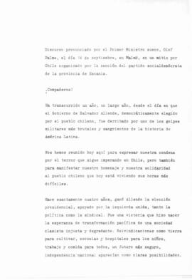 Discurso pronunciado por el Primer Ministro sueco, Olof Palme… (1)