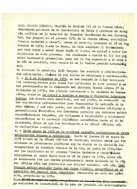 Anexo Num. 4. El caso del preso político Raúl Vergara Meneses (Capitçan de Bandada-R) Condenado e...