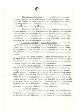 Memorándum acerca de las violaciones a los derechos humanos en Chile en diferentes campos de acci...