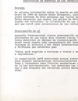 Red de acción Chile, Muerte de Carlos Godoy Echegoyen y los testimonios de torturas de los deteni...