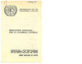 Resolución aprobada por la Asamblea General. Comisión internacional investigadora de los Crímenes...