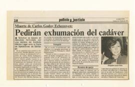 Pedirán exhumación del cadáver