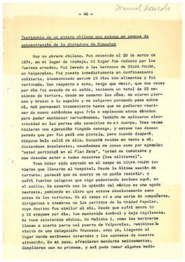 Testimonio de un obrero que estuvo en campos de concentración de la dictadura de Pinochet (1)