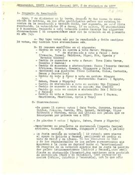 Memorándum, XXXII Asamblea General ONU, 8 de diciembre de 1977