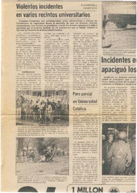 Violentos incidentes en varios recintos universitarios