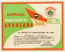 Certificado de trabajador de avanzada