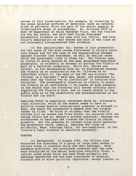 Memorandum on Americas Watch trip to chile: March 24-28 1987 (5)