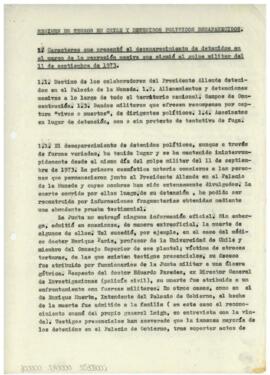 Régimen de terror en Chile y detenidos políticos desaparecidos.