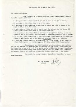 Carta Estocolmo 14 de abril 1983