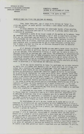 CONGECHILE Mendoza, Informe de Actividades Nº 12/88 (1)