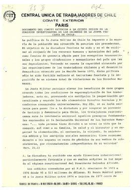 Documento del Comité Exterior a la quinta sesión de la Comisión Investigadora de los Crímenes de ...