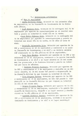 Memorándum acerca de las violaciones a los derechos humanos en Chile en diferentes campos de acci...