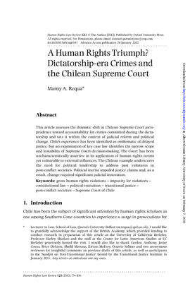 A Human Rights Triumph Dictatorship-era Crimes and the Chilean Supreme Court (1)