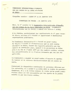 Communique de Presse - 30 Janvier 1978