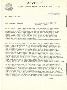 Anexo I. Press Release USUN-138 (77) December 8, 1977.