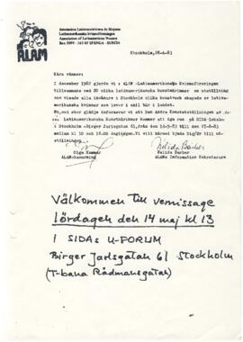 Carta Kära Vänner, Stockholm, 28-04-1983