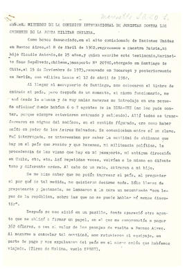 Señores miembros de la Comisión Internacional de Juristas contra los Crímenes de la Junta Militar...