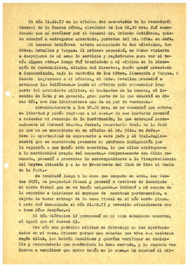 Texto in extenso del manuscrito dejado por el Gral. Bachelet sobre su detención, los interrogator...