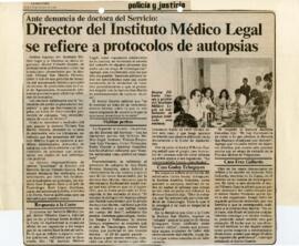 Director del Instituto Médico Legal se refiere a protocolos de autopsias