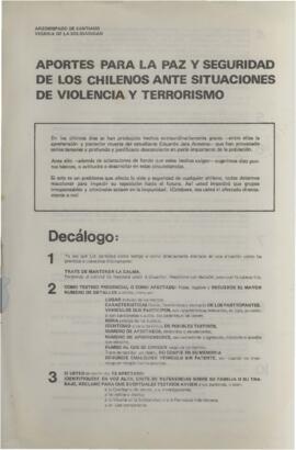 Aportes para la paz y seguridad de los chilenos ante situaciones de violencia y terrorismo