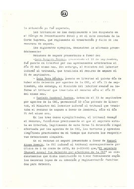 Memorándum acerca de las violaciones a los derechos humanos en Chile en diferentes campos de acci...