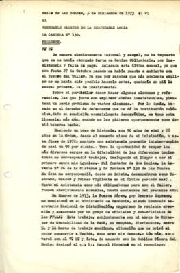 Carta al maestro de la logia masónica.