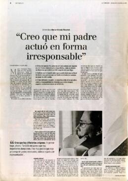 Marco Antonio Pinochet: “Creo que mi padre actuó en forma irresponsable”