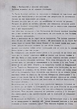 Tema: Tribunales y juicios militares. Informe especial de Alejandro Jiliberto.