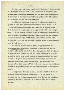 Le regime de terreur au Chile et la disparation des déteneus politiques. (24)