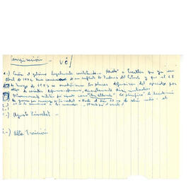 Notas manuscritos de listados de responsables de violaciones o, los derechos humanos de acuerdo a...