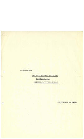 Anexo Num. 1. Declaración: Los prisioneros políticos de Chile a la comunidad internacional (2)