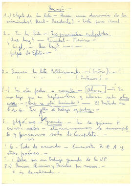 Notas manuscritas sobre el método de elaboración de las fichas de los responsables de violaciones...