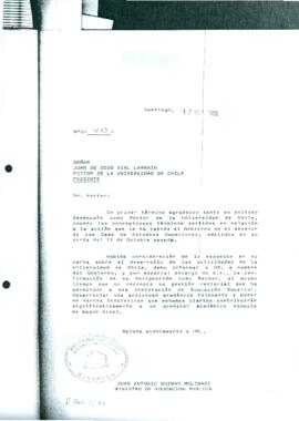 Oficio reservado N° 433 del Ministerio de Educación