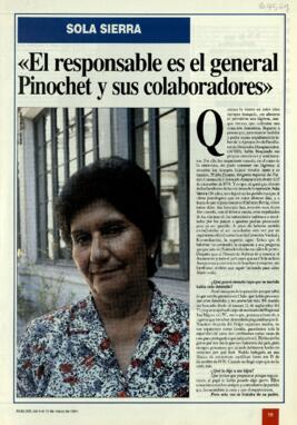 Sola Sierra: El responsable es el general Pinochet y sus colaboradores