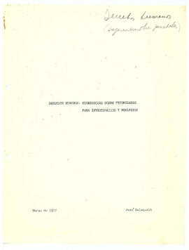 Derechos humanos: sugerencias sobre prioridades para investigación y reflexión (1)