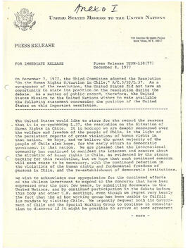 Anexo I. Press Release USUN-138 (77) December 8, 1977. (1)