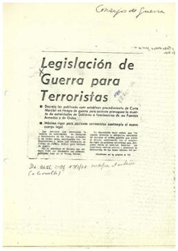 Legislación de guerra para terroristas