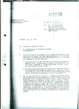 Oficio secreto N° 170 del Ministerio de Educación