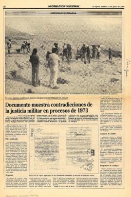 Documento muestra contradicciones de justicia militar en procesos de 1973."