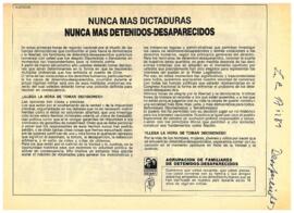 "Nunca más Dictaduras, nunca más detenidos desaparecidos"