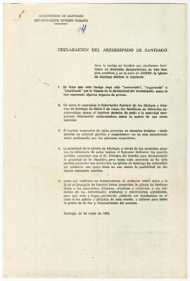 Declaración del Arzobispado de Santiago