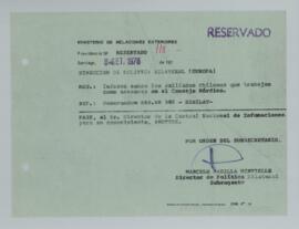 [Memorandum Reservado N°118 - Ministerio de Relaciones Exteriores - Dirección de Política Bilater...