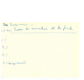 Notas manuscritos de listados de responsables de violaciones o, los derechos humanos de acuerdo a...