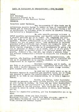 Carta de familiares de desaparecidos a Kurt Waldheim